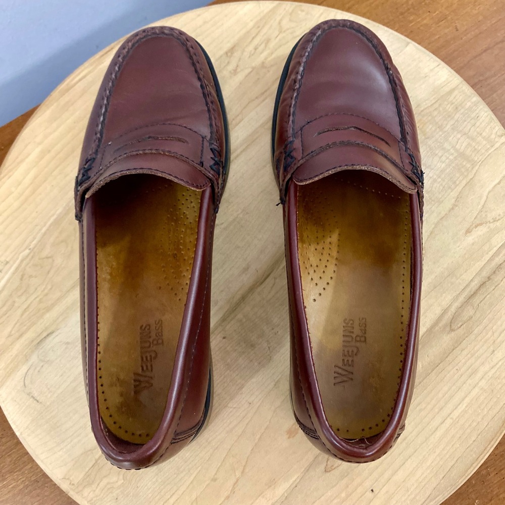 Vintage G.H. Bass Weejuns Katherine II Penny Loafers Burgundy Leather Womens 8.5 - Picture 12 of 13